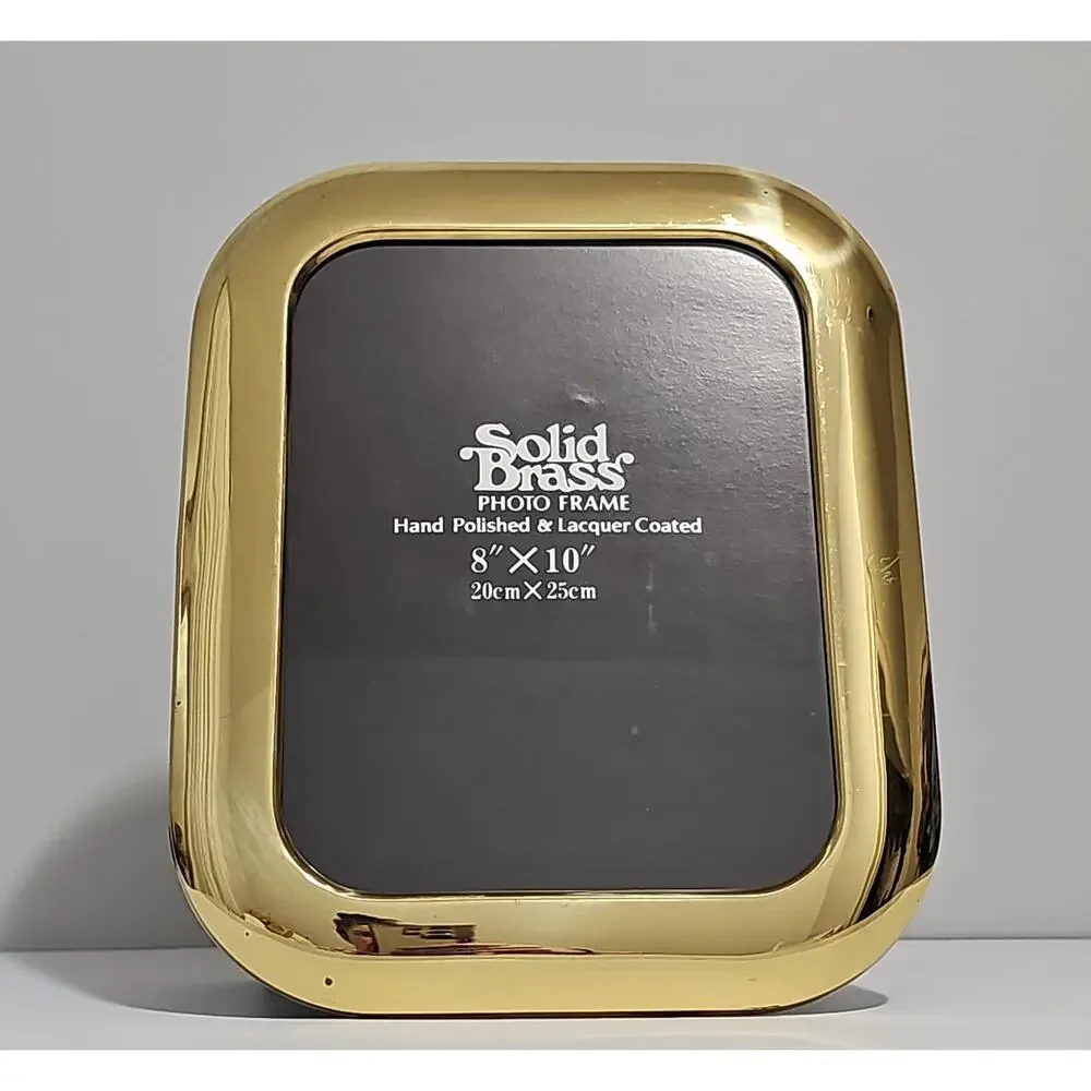 Solid Polished Brass Lacquer Coated Picture Frame Gold Vintage